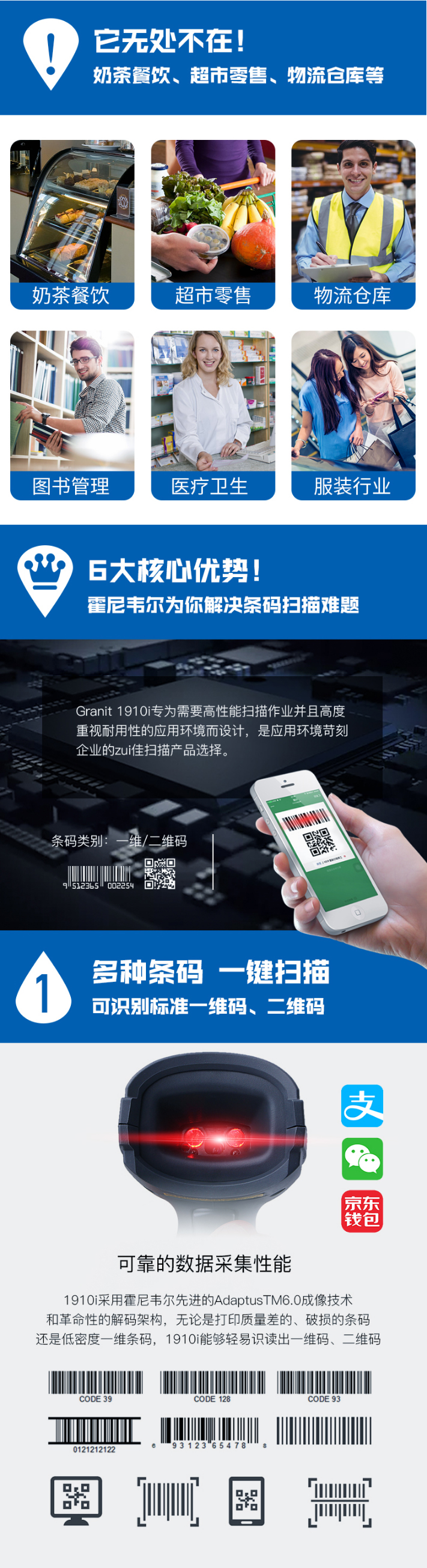 1910i条码扫描枪具有多种二维码一键扫描的优势 1910i条码扫描枪具有多种二维码一键扫描的优势