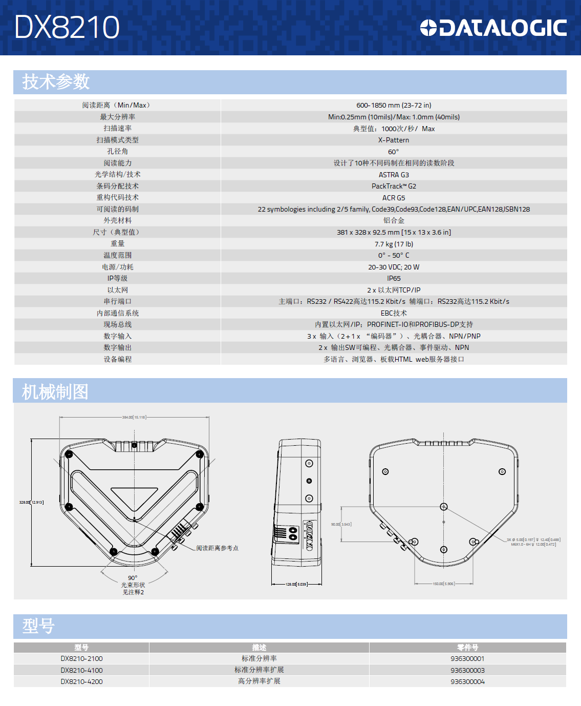 DX8210*方位条码扫描固定式读码器型号、规格、尺寸详细图片展示 DX8210*方位条码扫描固定式读码器型号、规格、尺寸详细图片展示