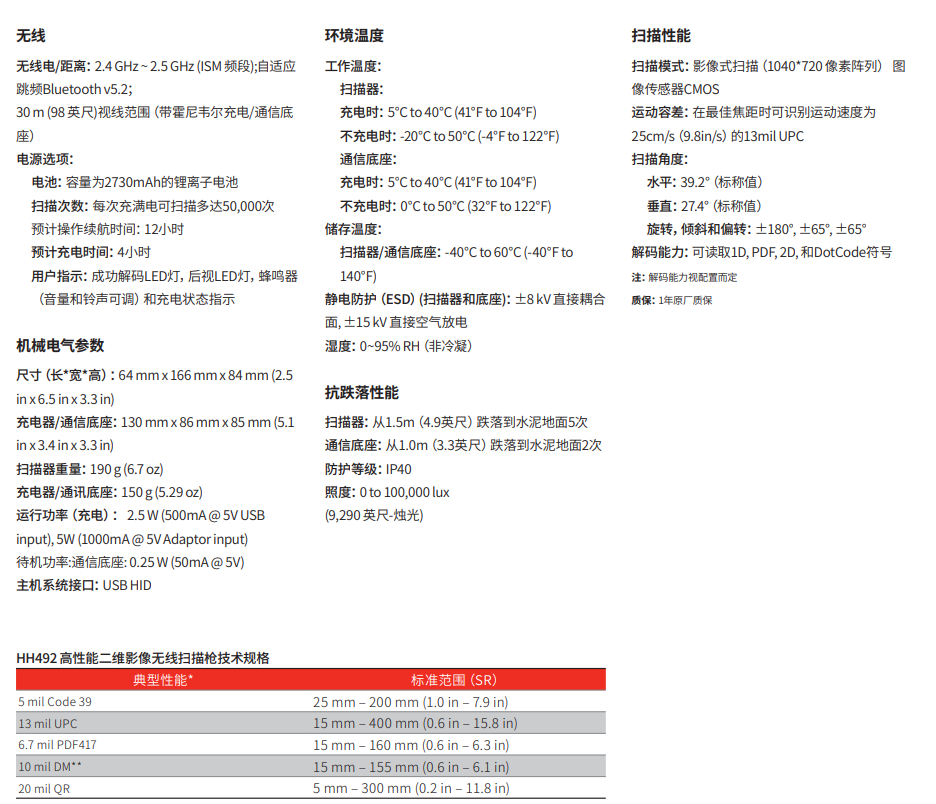 霍尼韦尔HH492二维无线扫描枪 霍尼韦尔HH492二维无线扫描枪